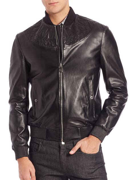 leather jacket mens versace|versace leather jacket men's.